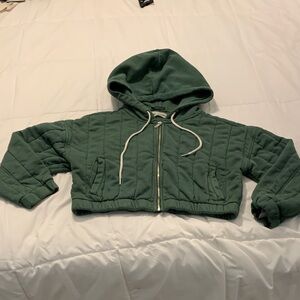 Urban Outfitters Forest Green Hoodie, cropped, quilted, like new!